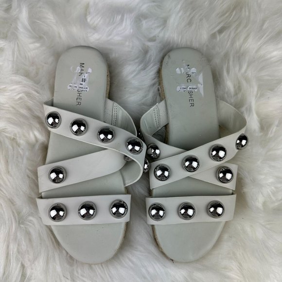 Marc Fisher Prisca Silver Ball Studded Sandals in Grey - Picture 2 of 4